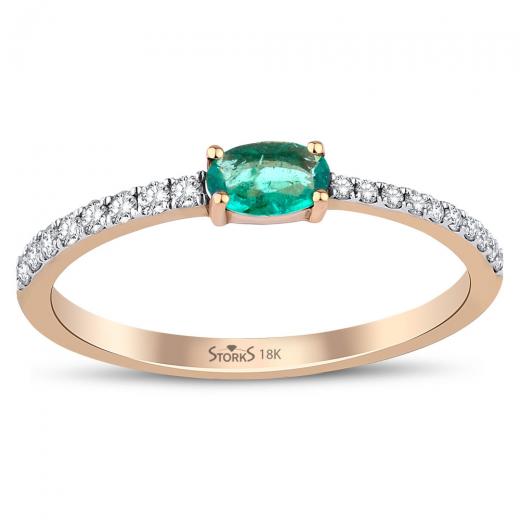 0.29 kt. Diamant Smaragd Ring