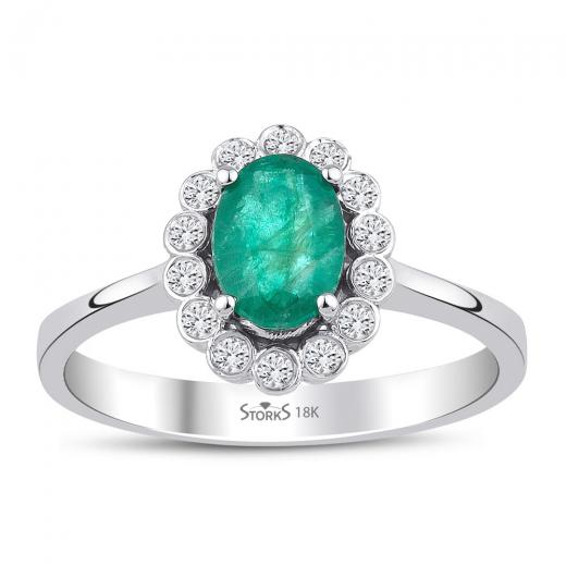 0.96 ct. Diamond Natural Emerald Ring