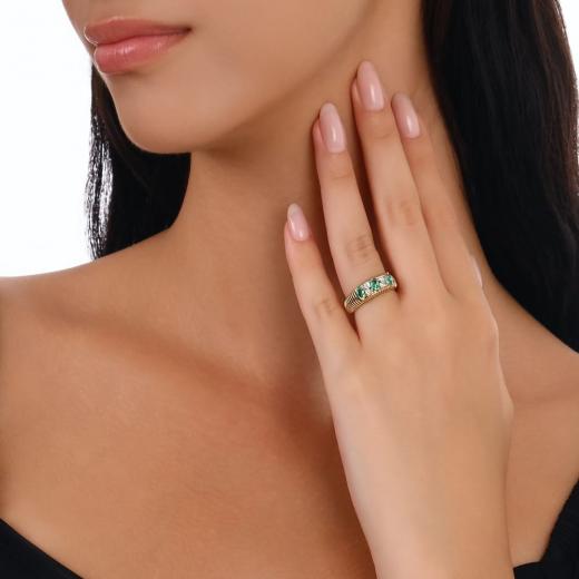 0,69 ct. Diamant-Natürlicher Smaragdring