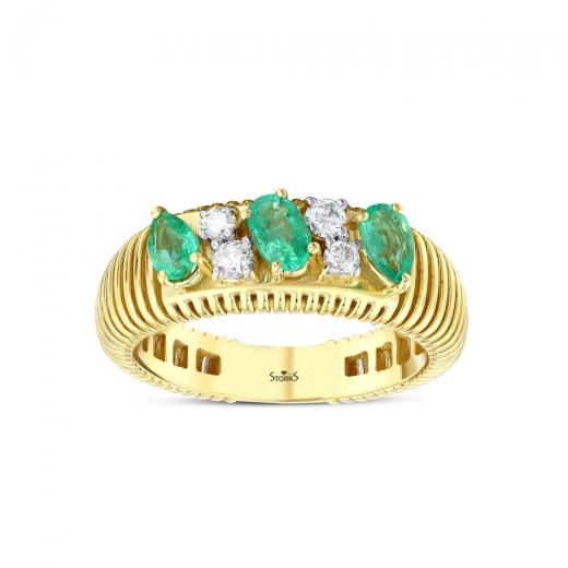 0,69 ct. Diamant-Natürlicher Smaragdring