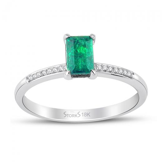 0.70 kt. Diamant Smaragd Ring