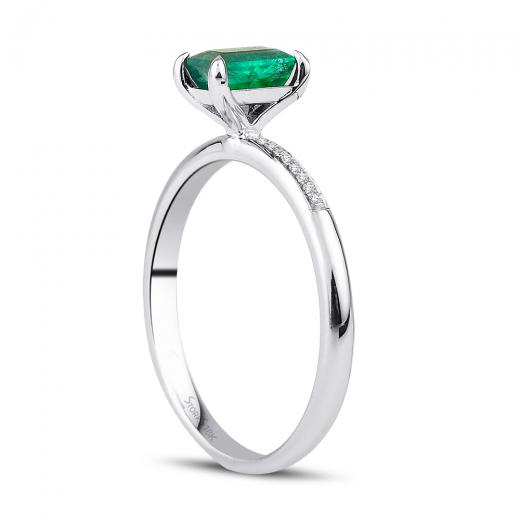 0.70 ct. Diamond Natural Emerald Ring