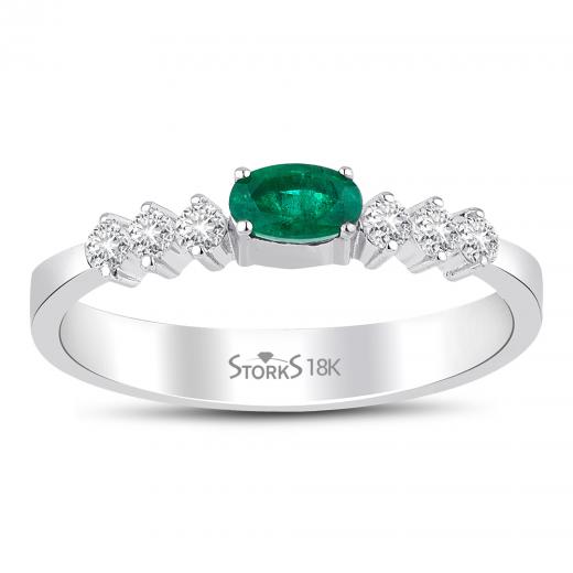0.43 kt. Diamant Smaragd Ring
